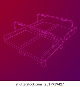 Wireframe Mesh Bridge Highway. Connection Structure. Digital Data Visualization Concept. Vector Illustration.