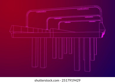 Wireframe Mesh Bridge Highway. Connection Structure. Digital Data Visualization Concept. Vector Illustration.