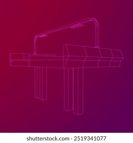 Carretera de puente de malla de alambre. Estructura de conexión. Concepto de visualización de datos digitales. Ilustración vectorial.