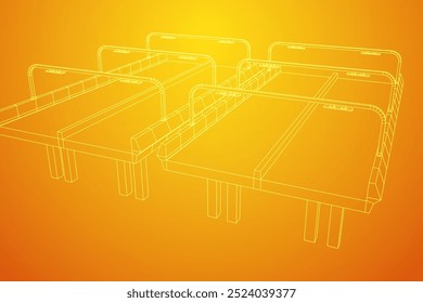 Wireframe Mesh Bridge Highway. Connection Structure. Digital Data Visualization Concept. Vector Illustration.