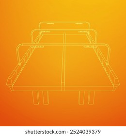 Wireframe Mesh Bridge Highway. Connection Structure. Digital Data Visualization Concept. Vector Illustration.