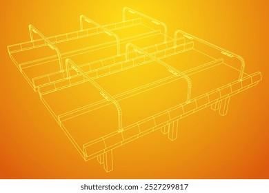 Wireframe Mesh Bridge Highway. Connection Structure. Digital Data Visualization Concept. Vector Illustration.