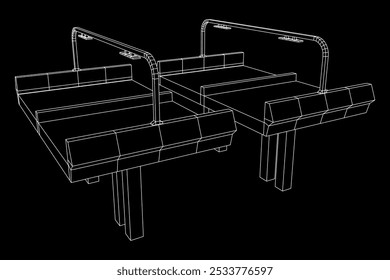 Carretera de puente de malla de alambre. Estructura de conexión. Concepto de visualización de datos digitales. Ilustración vectorial.