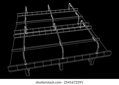 Wireframe Mesh Bridge Highway. Connection Structure. Digital Data Visualization Concept. Vector Illustration.