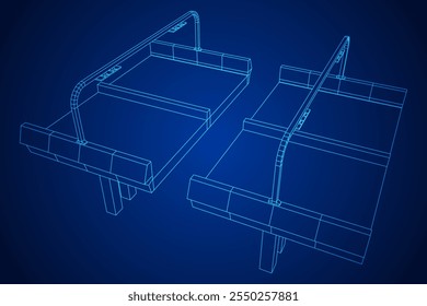 Wireframe Mesh Bridge Highway. Connection Structure. Digital Data Visualization Concept. Vector Illustration.