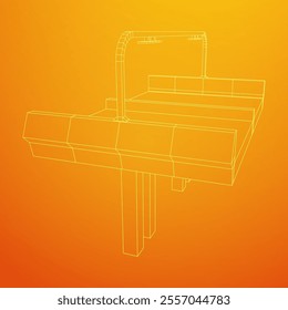 Wireframe Mesh Bridge Highway. Connection Structure. Digital Data Visualization Concept. Vector Illustration.