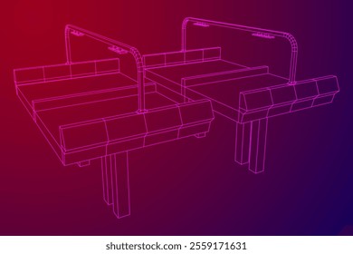 Wireframe Mesh Bridge Highway. Connection Structure. Digital Data Visualization Concept. Vector Illustration.