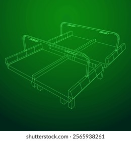 Wireframe Mesh Bridge Highway. Connection Structure. Digital Data Visualization Concept. Vector Illustration.