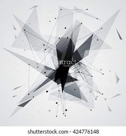 Wireframe mesh broken polygonal element. Sphere with connected lines and dots. Connection Structure. Geometric Modern Technology Concept. Digital Data Visualization. Social Network Graphic Concept