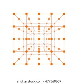 Wireframe Mesh Cube. Connected Dots And Lines. Connection Structure. Digital Data Visualization Concept. Vector Illustration