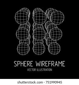 Wireframe Mesh Cube make with many small spheres. Connection Structure. Digital Data Visualization Concept. Vector Illustration.