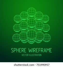 Wireframe Mesh Cube make with many small spheres. Connection Structure. Digital Data Visualization Concept. Vector Illustration.