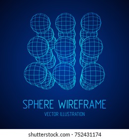 Wireframe Mesh Cube make with many small spheres. Connection Structure. Digital Data Visualization Concept. Vector Illustration.