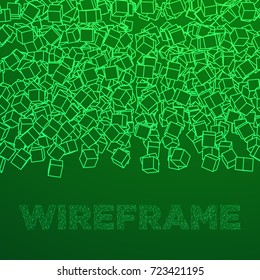 Wireframe Mesh Cubes banner. Connection Structure. Digital Data Visualization Concept. Vector Illustration.