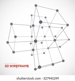 Wireframe Mesh Cubes. Connected dots and lines. Connection Structure. Digital Data Visualization Concept. Vector Illustration.