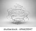 Wireframe mesh element. Abstract swirl form with connected lines and dots. Connection concept. Technology background. Vector Illustration.