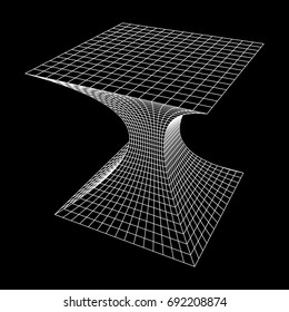Wireframe Mesh Funnel. Connection Structure. Big Data Visualization Concept. Vector Illustration.