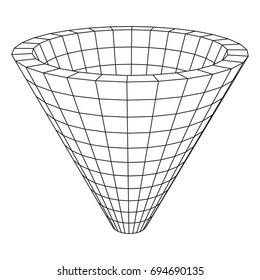 Wireframe Mesh Funnel. Connection Structure. Big Data Visualization Concept. Vector Illustration.