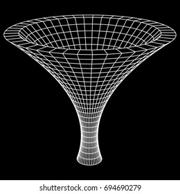 Wireframe Mesh Funnel. Connection Structure. Big Data Visualization Concept. Vector Illustration.