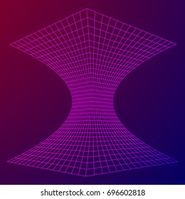 Wireframe Mesh Funnel. Connection Structure. Big Data Visualization Concept. Vector Illustration.