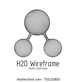 Wireframe Mesh H2O Water Molecule. Connection Structure. Low poly vector illustration. Science and medical healthcare concept