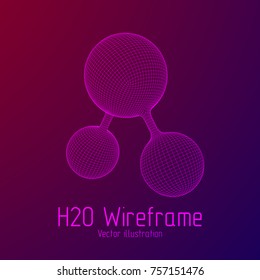 Wireframe Mesh H2O Water Molecule. Connection Structure. Low poly vector illustration. Science and medical healthcare concept