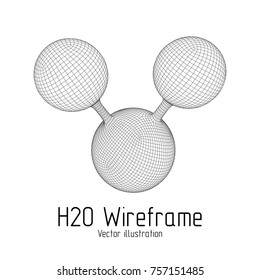 Wireframe Mesh H2O Water Molecule. Connection Structure. Low poly vector illustration. Science and medical healthcare concept