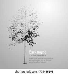 Wireframe mesh image of tree. Low poly background.  Composed of polygon. Illustration consists of lines, dots and shapes. Wireframe connection structure. Eco vector