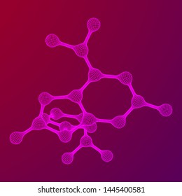 Wireframe Mesh Molecule. Connection Structure. Low poly vector illustration. Science and medical healthcare concept