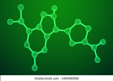 Wireframe Mesh Molecule. Connection Structure. Low poly vector illustration. Science and medical healthcare concept