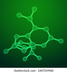 Wireframe Mesh Molecule. Connection Structure. Low poly vector illustration. Science and medical healthcare concept