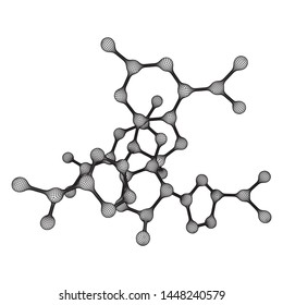 Wireframe Mesh Molecule. Connection Structure. Low poly vector illustration. Science and medical healthcare concept