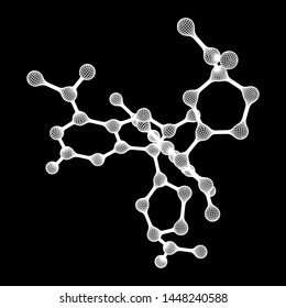 Wireframe Mesh Molecule. Connection Structure. Low poly vector illustration. Science and medical healthcare concept