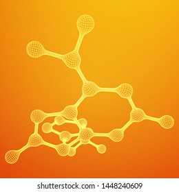 Wireframe Mesh Molecule. Connection Structure. Low poly vector illustration. Science and medical healthcare concept
