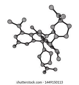 Wireframe Mesh Molecule. Connection Structure. Low poly vector illustration. Science and medical healthcare concept