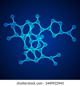 Wireframe Mesh Molecule. Connection Structure. Low poly vector illustration. Science and medical healthcare concept
