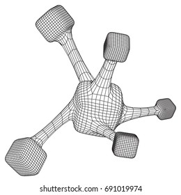 Wireframe Mesh Molecule. Connection Structure. Low poly vector illustration. Science and medical healthcare concept