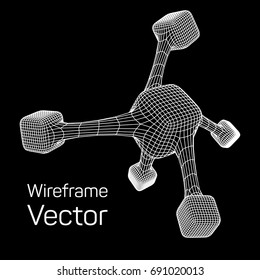 Wireframe Mesh Molecule. Connection Structure. Low poly vector illustration. Science and medical healthcare concept