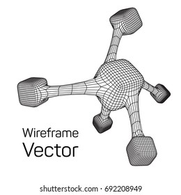 Wireframe Mesh Molecule. Connection Structure. Low poly vector illustration. Science and medical healthcare concept