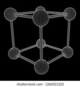 Wireframe Mesh Molecule Grid. Connection Structure. Low poly vector illustration. Science and medical healthcare concept