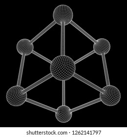 Wireframe Mesh Molecule Grid. Connection Structure. Low poly vector illustration. Science and medical healthcare concept