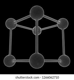 Wireframe Mesh Molecule Grid. Connection Structure. Low poly vector illustration. Science and medical healthcare concept