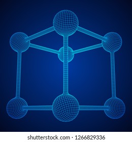 Wireframe Mesh Molecule Grid. Connection Structure. Low poly vector illustration. Science and medical healthcare concept