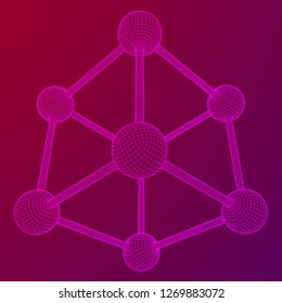 Wireframe Mesh Molecule Grid. Connection Structure. Low poly vector illustration. Science and medical healthcare concept