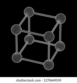 Wireframe Mesh Molecule Grid. Connection Structure. Low poly vector illustration. Science and medical healthcare concept