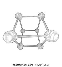Wireframe Mesh Molecule Grid. Connection Structure. Low poly vector illustration. Science and medical healthcare concept