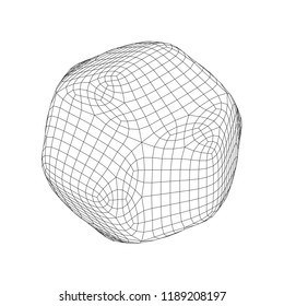 Wireframe mesh objects. Network line, HUD design sphere. Abstract 3d Object. Isolated on white background