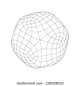 Wireframe mesh objects. Network line, HUD design sphere. Abstract 3d Object. Isolated on white background