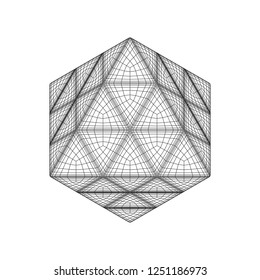 Wireframe mesh objects. Network line, HUD design sphere. Abstract 3d Object. Isolated on white background