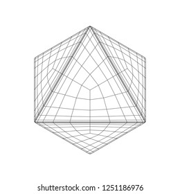 Wireframe mesh objects. Network line, HUD design sphere. Abstract 3d Object. Isolated on white background